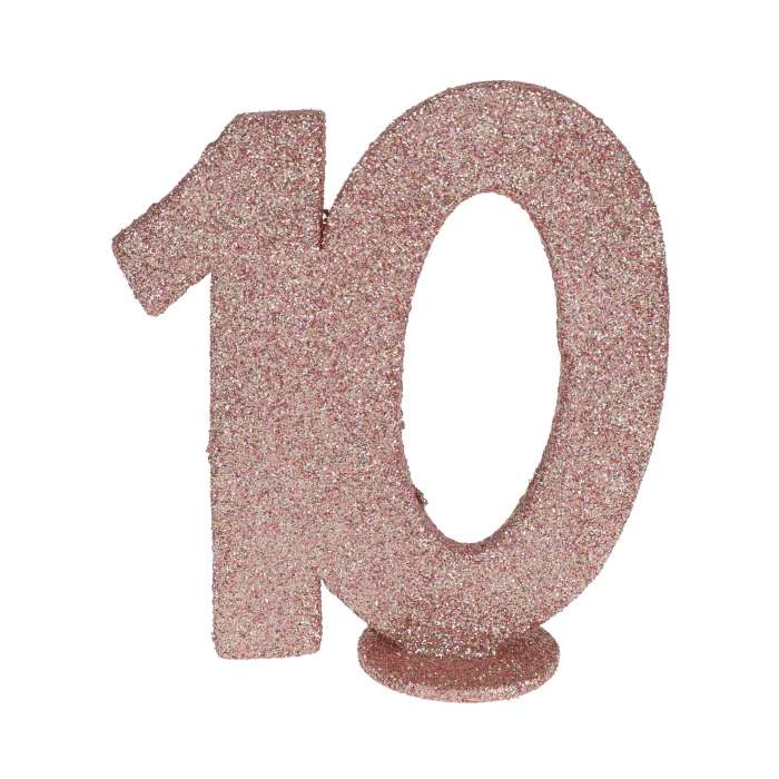 Chiffre 10 pailleté rose gold décoration de table anniversaire 10 ans